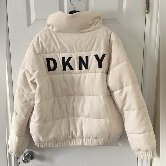 DKNY Velour Logo Puffer Jacket - Picture 2 of 8